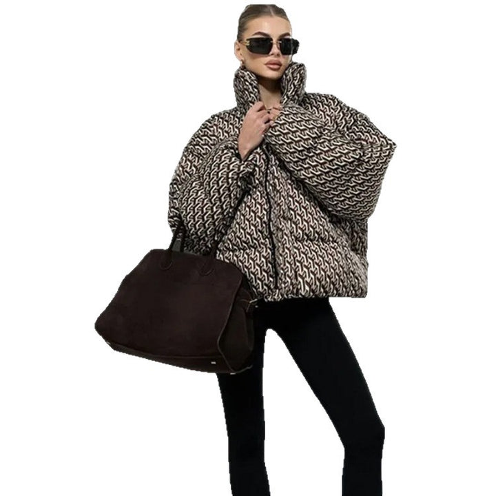Damen Kurz gesteppte Oversize-Steppjacke mit hohem Schalkragen Drune