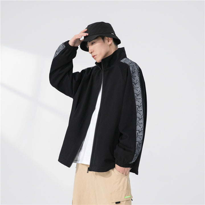 Herren Oversize Übergangsjacke mit Raglanärmeln, Stehkragen und elastischen Bündchen Drune