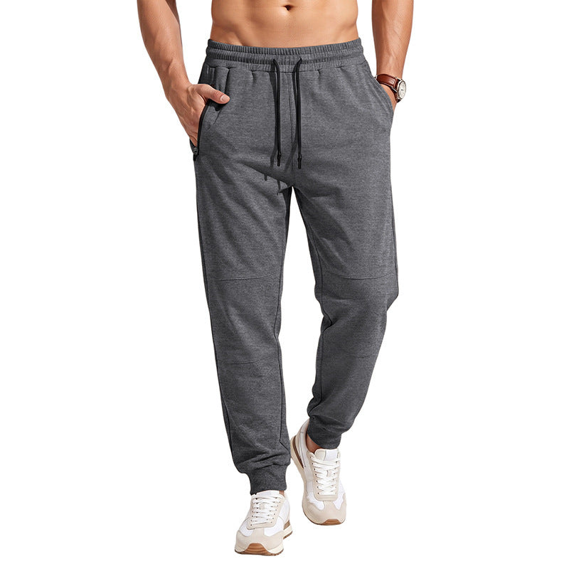 Herren Slim-Fit Jogginghose mit Kordelzug, Reißverschlusstaschen und Rippbündchen Drune