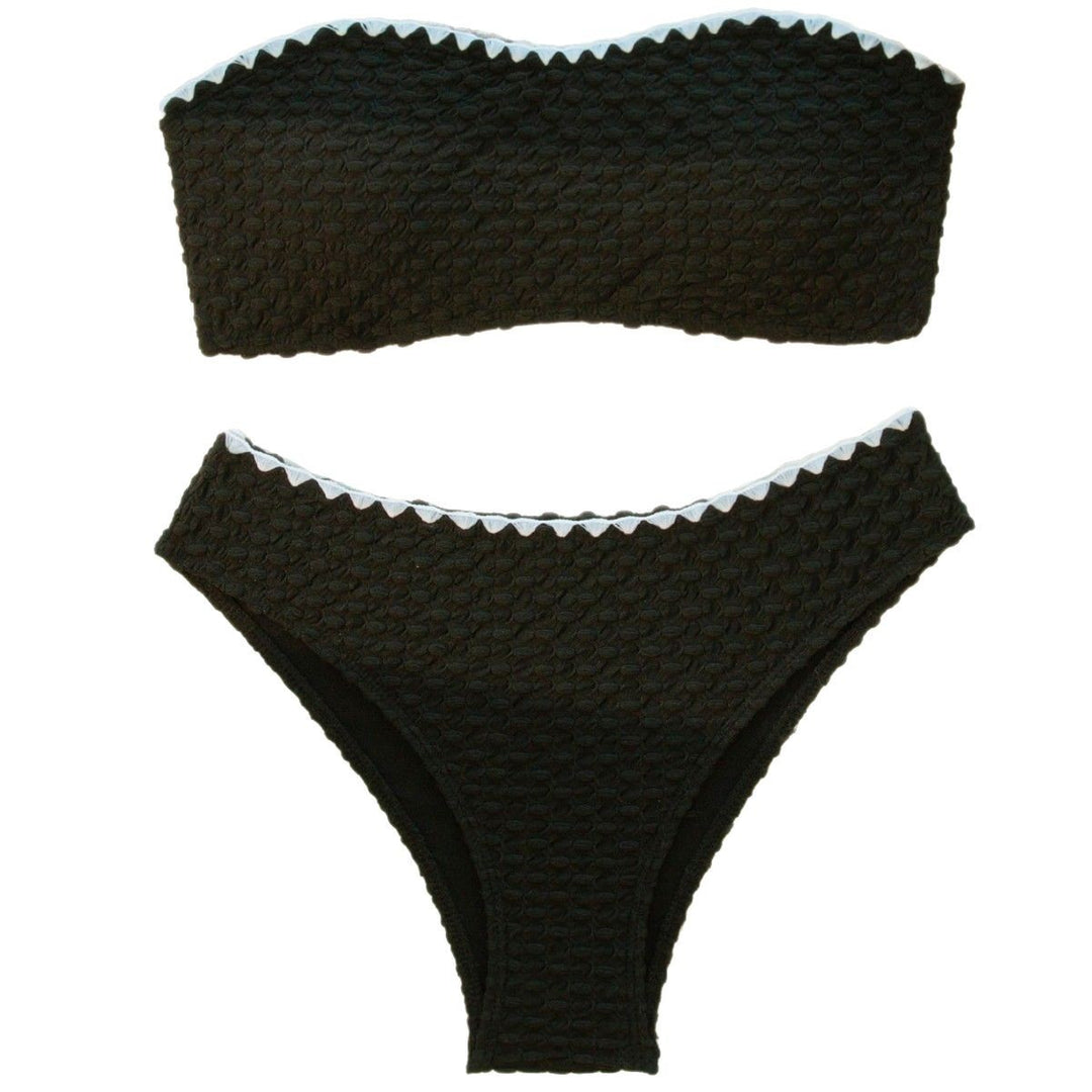 Damen Bandeau-Bikini mit strukturiertem Obermaterial und geschmackvollen Akzenten Drune