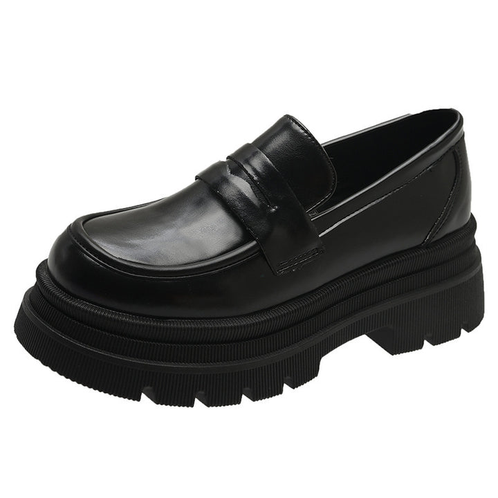 Damen nan modische Plateau-Loafer in Lederoptik mit profilierter Gummisohle und gepolstertem Fußbett Drune