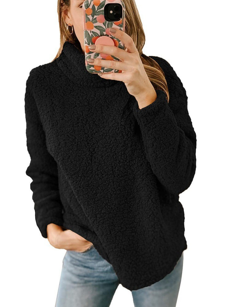 Damen Kuscheliger Fleece-Pullover mit hohem Kragen und strukturierter Oberfläche Drune