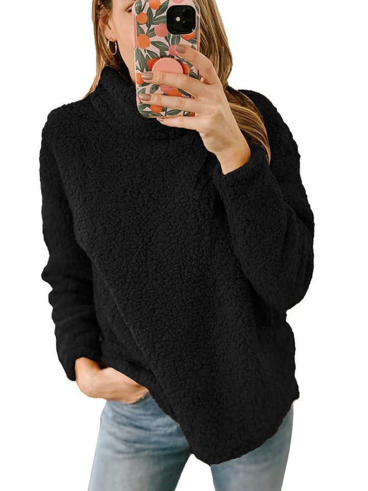 Damen Kuscheliger Fleece-Pullover mit hohem Kragen und strukturierter Oberfläche Drune