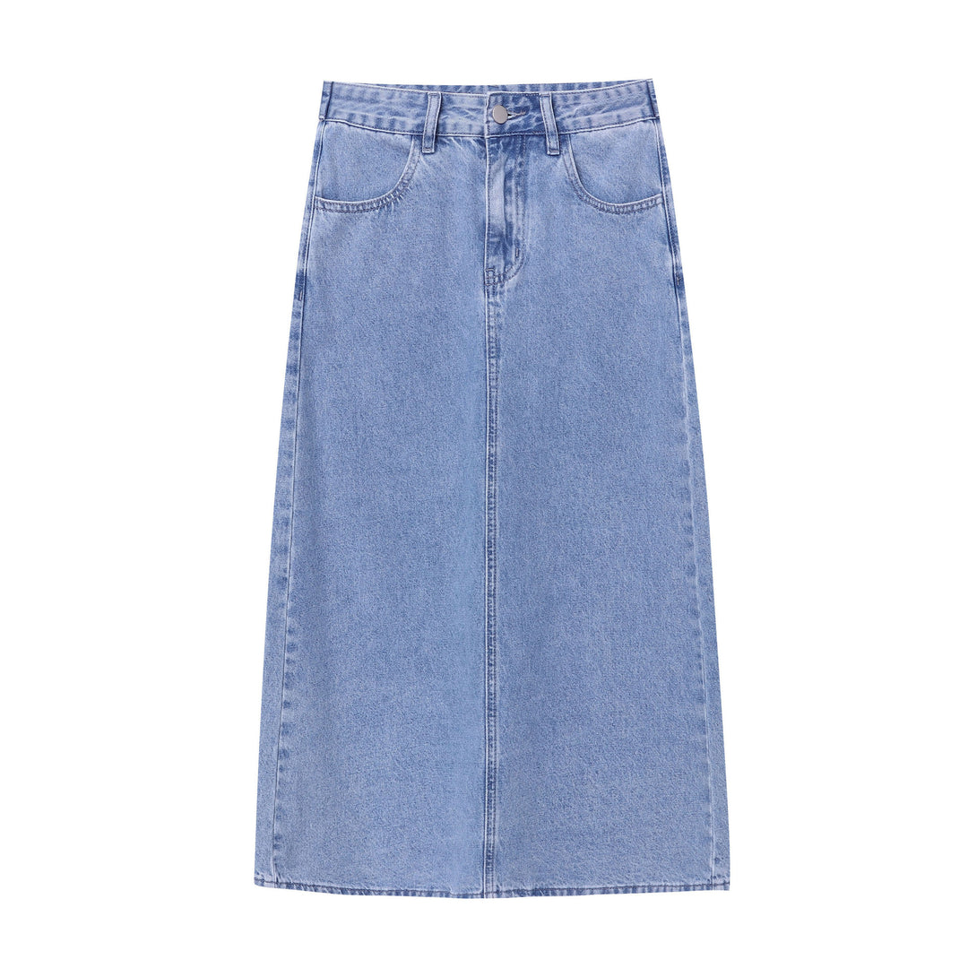 Damen Eleganter Long Denim-Rock Drune
