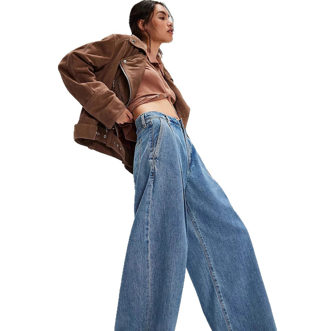 Damen Weite Denim-Hose mit hohem Bund und lässiger Silhouette Drune