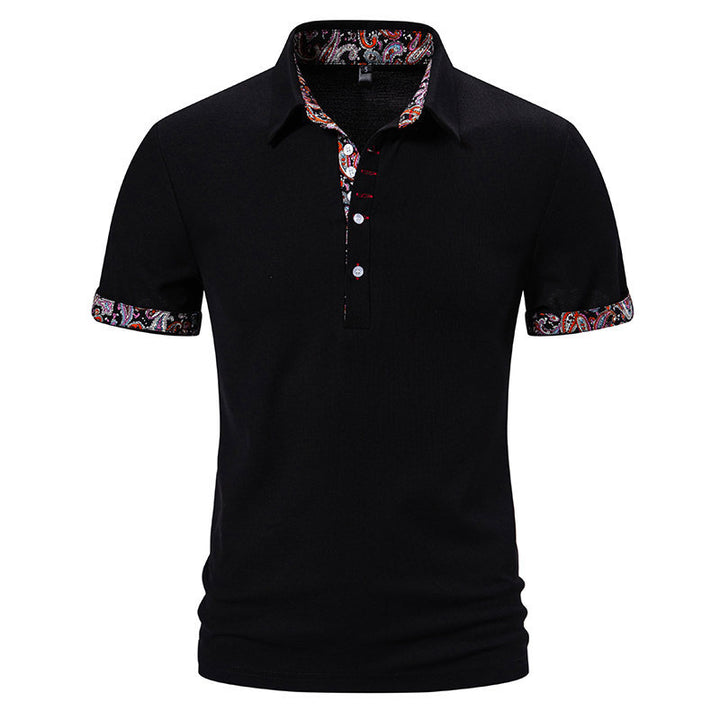 Herren Elegantes Kurzarm Poloshirt mit einzigartigem gemusterten Saum Drune