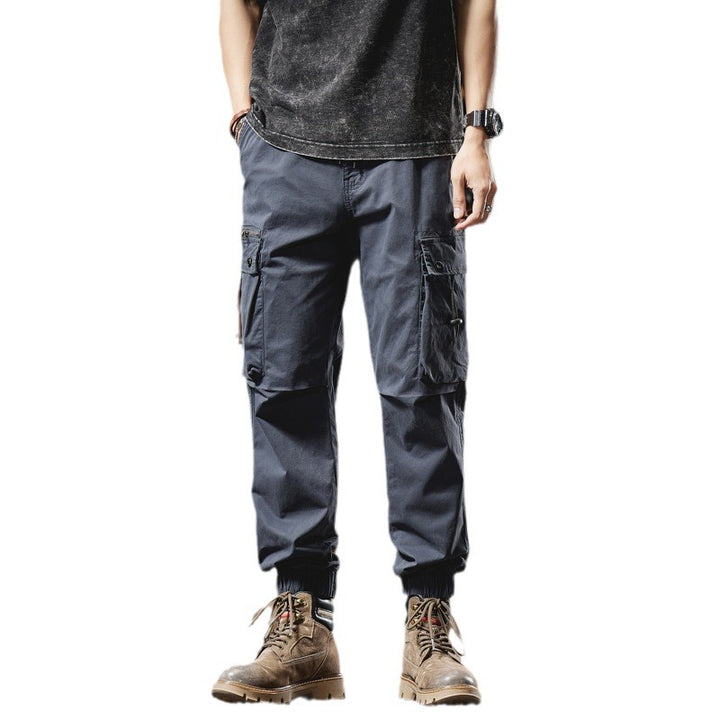 Herren Multifunktionale Canvas-Cargohose im Jogger-Cut mit elastischem Tunnelzugbund und Mehrfachtaschen Drune