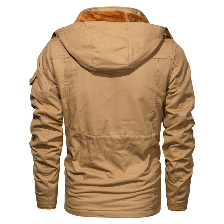 Herren Utility-Fieldparka aus Canvas mit Teddyfutter, Taillenkordel und Mehrfachtaschen Drune