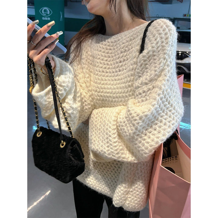Damen Kuscheliger Oversized Pullover aus grobem Strick Drune