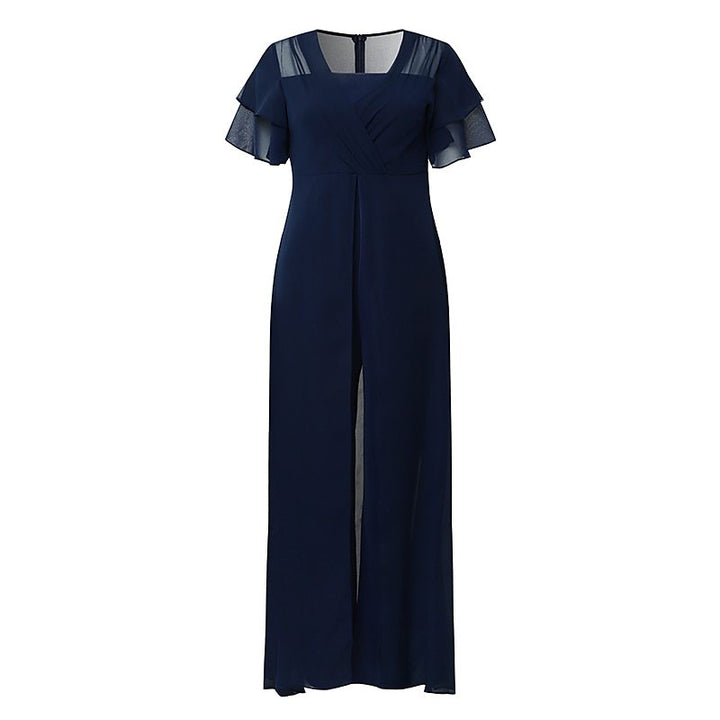 Damen Eleganter Palazzo-Jumpsuit mit schwingenden Ärmeln und transparenten Einsätzen Drune
