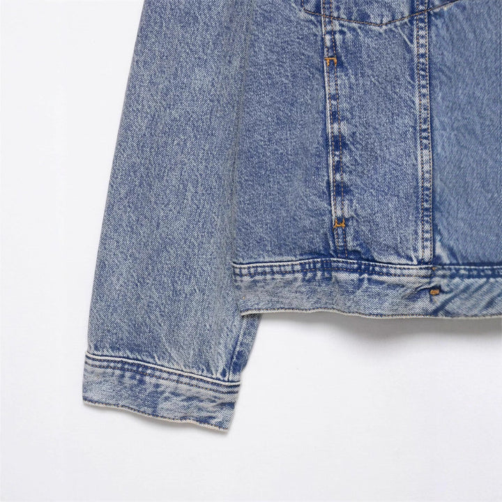 Damen Designer Denimjacke mit asymmetrischem Schnitt und praktischen Taschen Drune