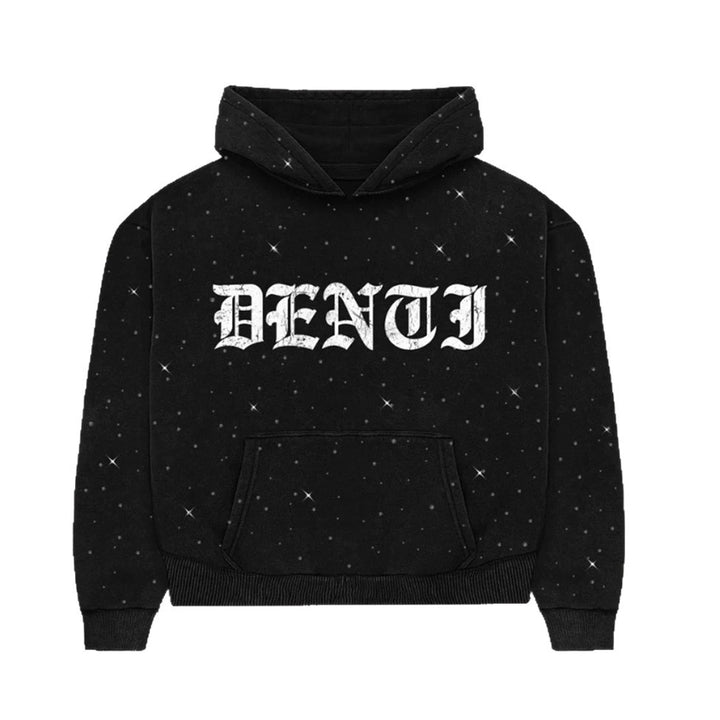 Damen nan weite Sweathose mit Sternenallover, Gothic-Logoprint, elastischem Bund und Eingrifftaschen Drune
