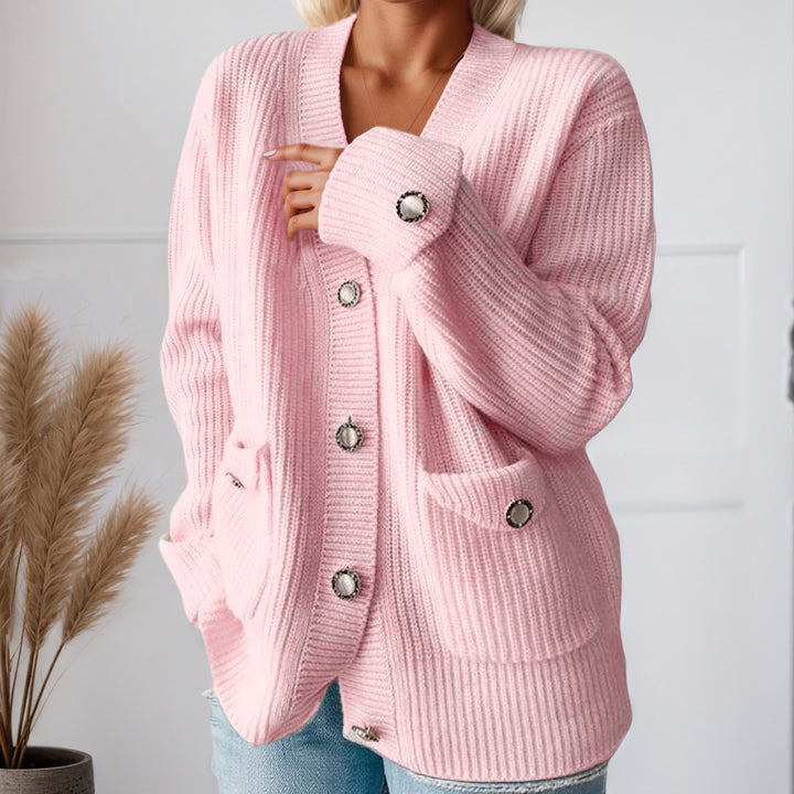 Damen Grobstrickcardigan mit praktischen Taschen und eleganten Knopfdetails Drune