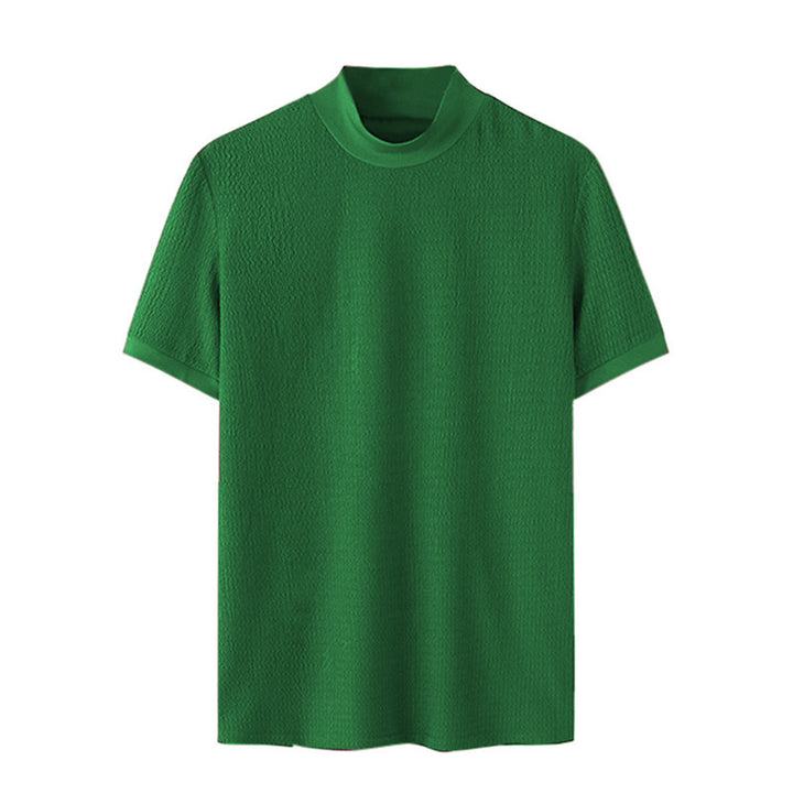 Herren nan Kurzarm Feinstrickshirt mit Stehkragen Drune