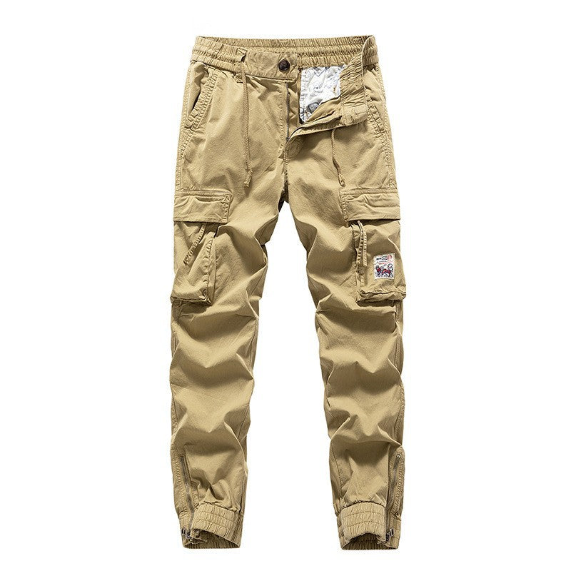 Herren Cargo-Jogger mit Zip-Knöchel, elastischem Bund, Multifach-Utility-Taschen und Vintage-Patch Drune