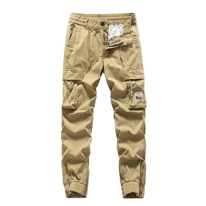Herren Cargo-Jogger mit Zip-Knöchel, elastischem Bund, Multifach-Utility-Taschen und Vintage-Patch Drune