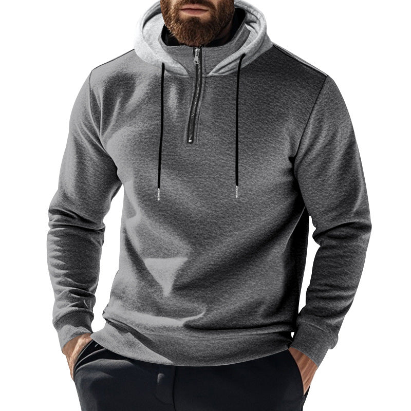 Herren nan Halbzip-Kapuzenpullover mit kontrastkapuze, Kordelzug und schmaler Silhouette Drune
