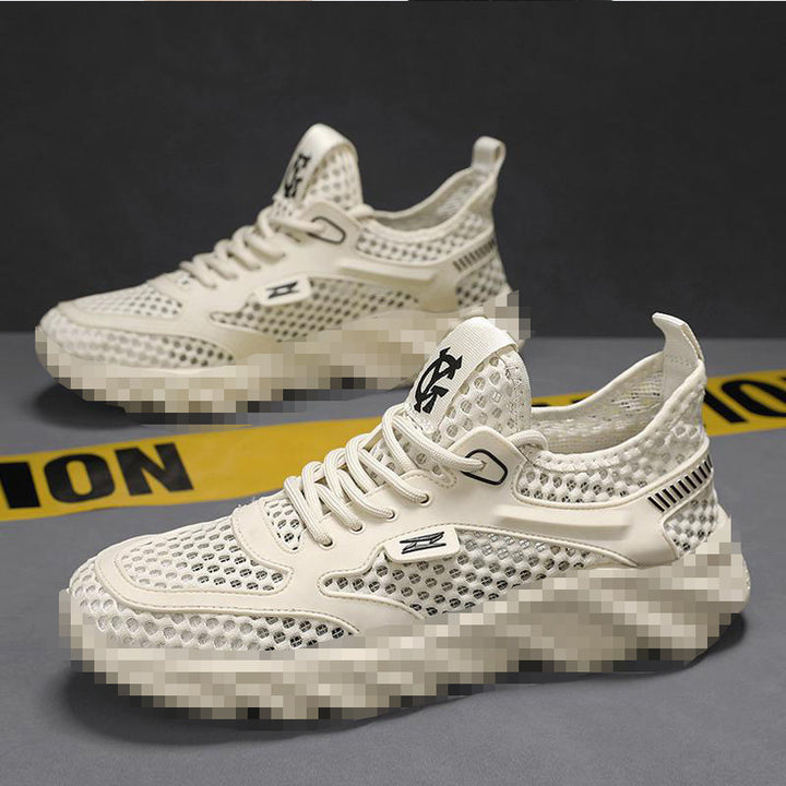 Herren Atmungsaktiver Mesh-Freizeitsneaker mit strukturierter Wellen-Plateausohle Drune