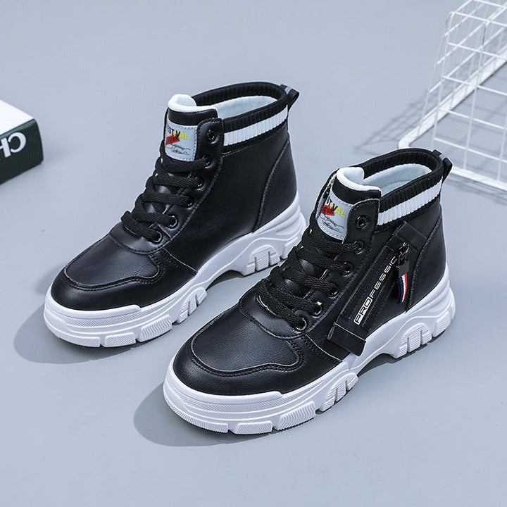 Damen Hohe Sneakers mit modischem Reißverschluss und atmungsaktivem Innenfutter Drune