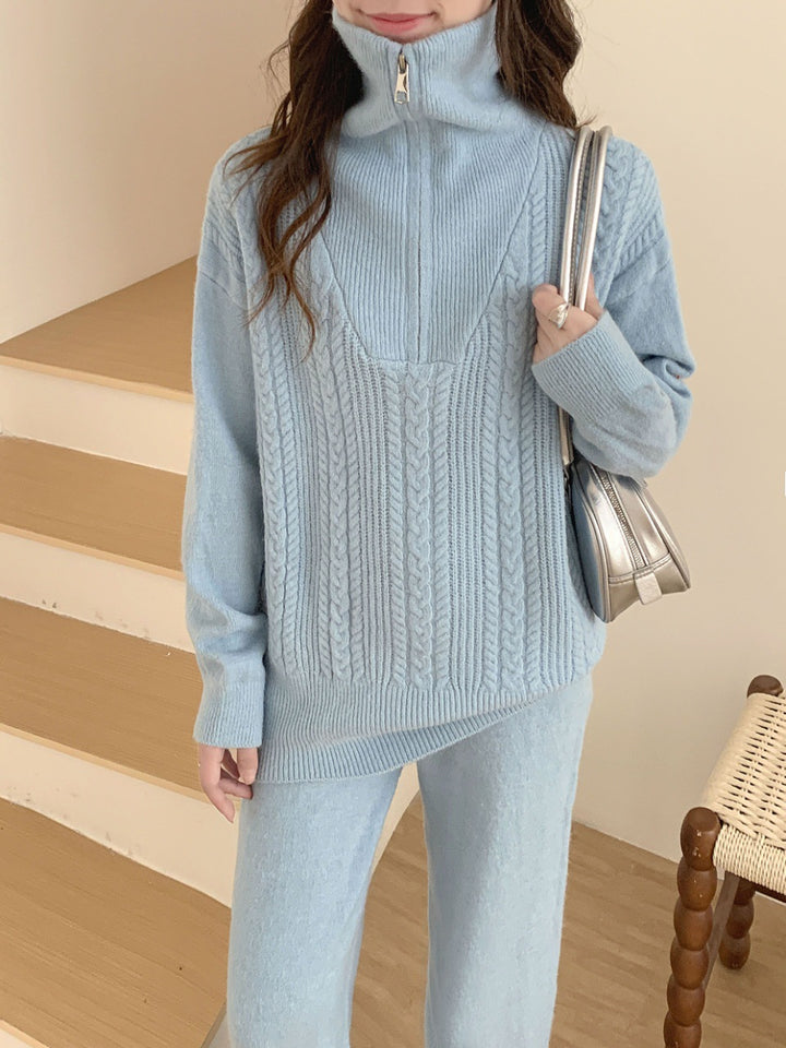 Damen Sportlicher Wollpullover mit hohem Kragen Drune