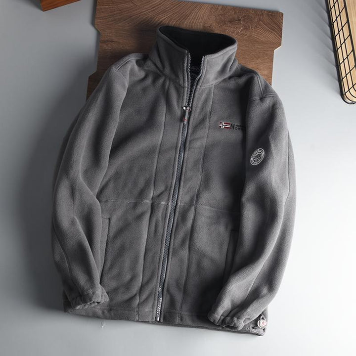 Herren Wärmende Fleecejacke mit Stehkragen, Reißverschluss und elastischen Bündchen Drune