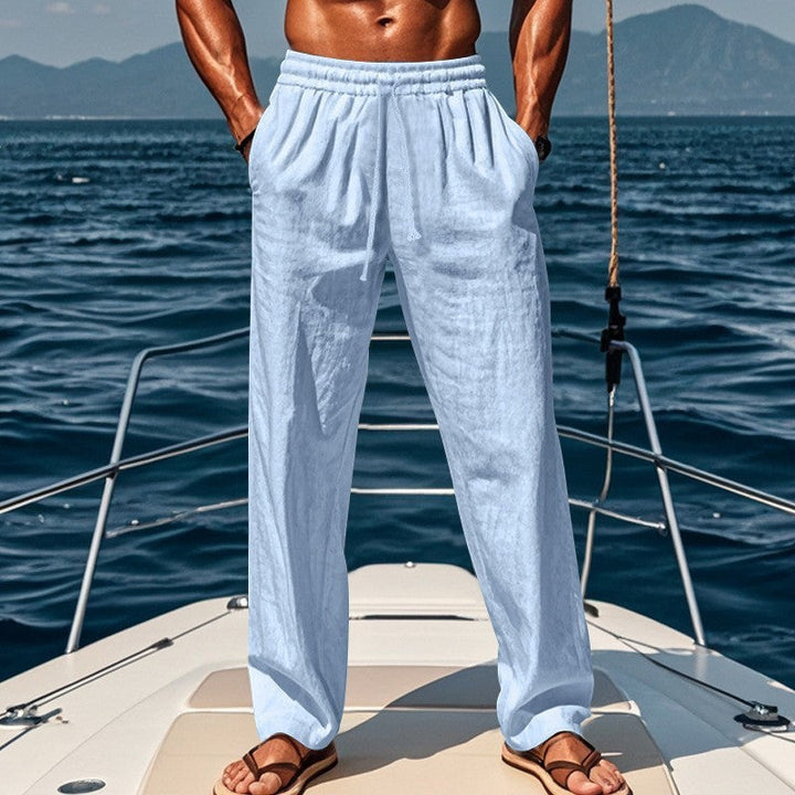 Herren lockere Leinenhose mit elastischem Bund und atmungsaktivem Gewebe Drune