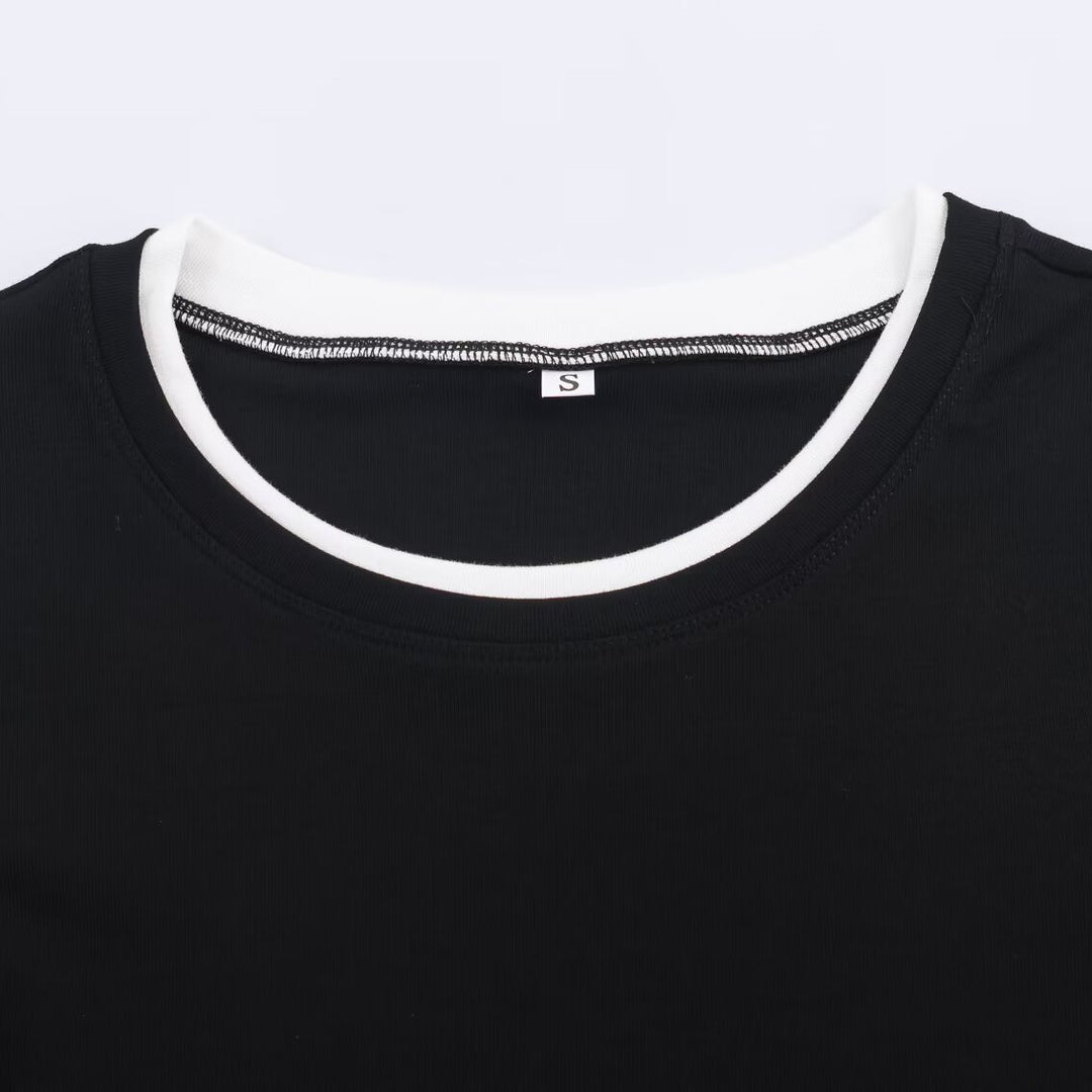 Damen Lässiges Langarm-Layering-Shirt mit doppellagigem Saum und eingesetzten Manschetten Drune
