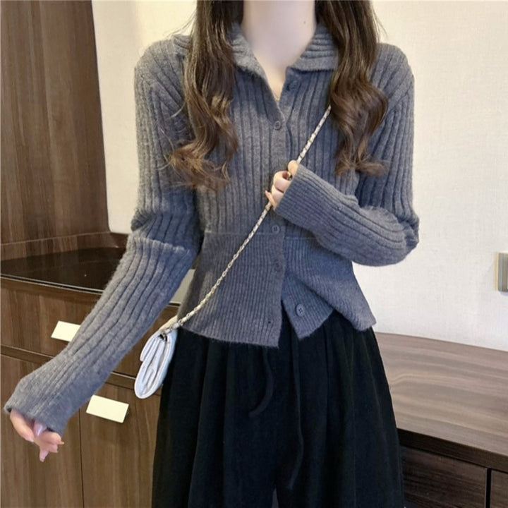 Damen feiner Strickpullover mit eleganter Knopfleiste und strukturiertem Rippdesign Drune