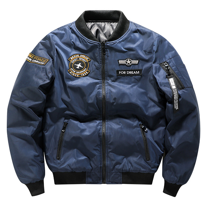 Herren  bestickte Flugzeugwappen isolierte Nylon Bomberjacke mit Ärmel Utility-Tasche Drune