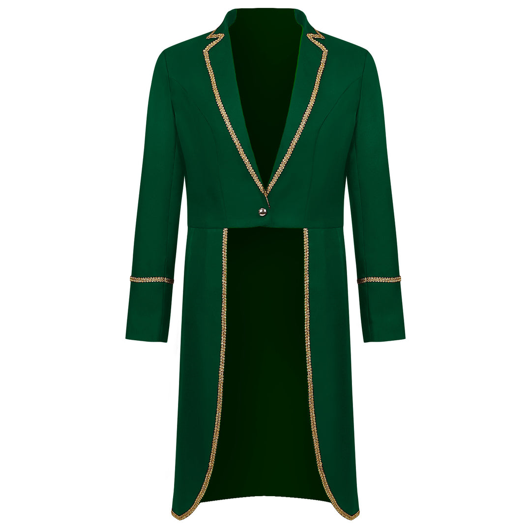 Damen nan langer taillierter Blazer-Mantel mit goldener Kettendetail und einreihigem Verschluss Drune