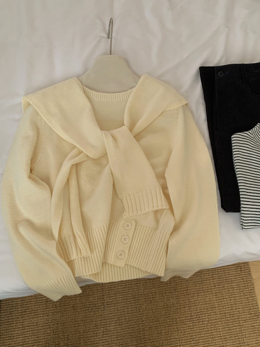Damen eleganter pullover mit abnehmbarem Kragen Drune