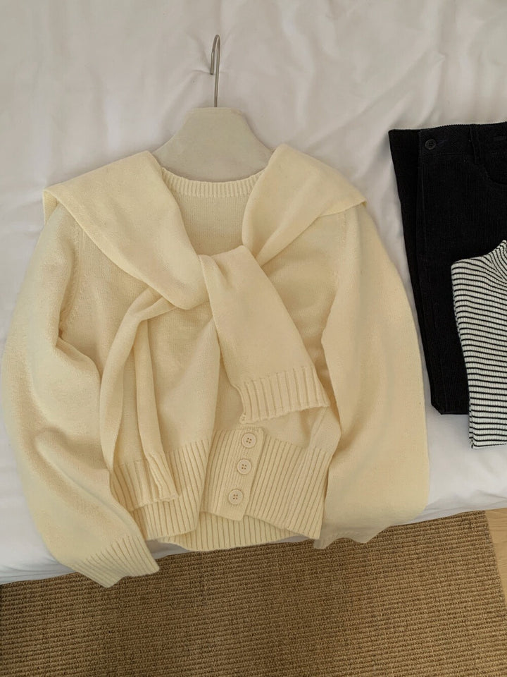 Damen eleganter pullover mit abnehmbarem Kragen Drune