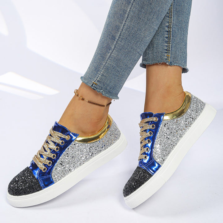 Damen Glitzer-Sneaker mit Metallic‑Einsätzen und gepolsterter Plateausohle Drune