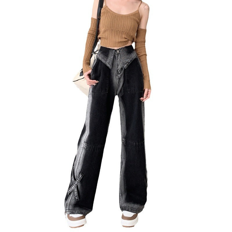 Damen Weit geschnittene Jeans mit innovativen Seitenschlitzen Drune