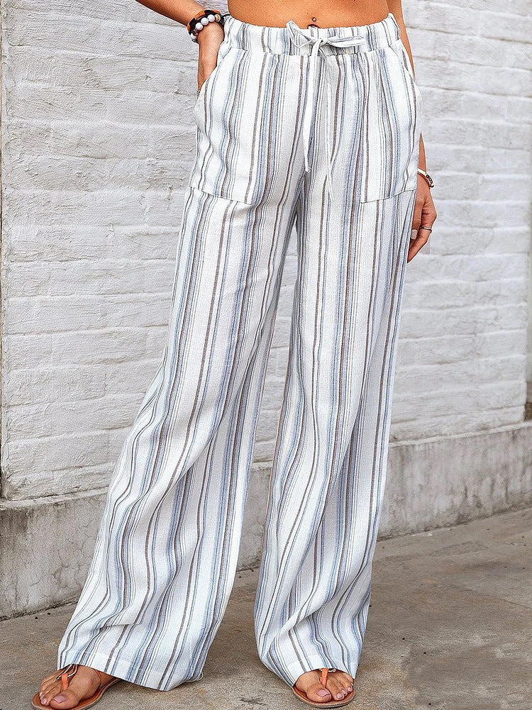 Damen Weite Sommerhose mit gestreiftem Design Drune