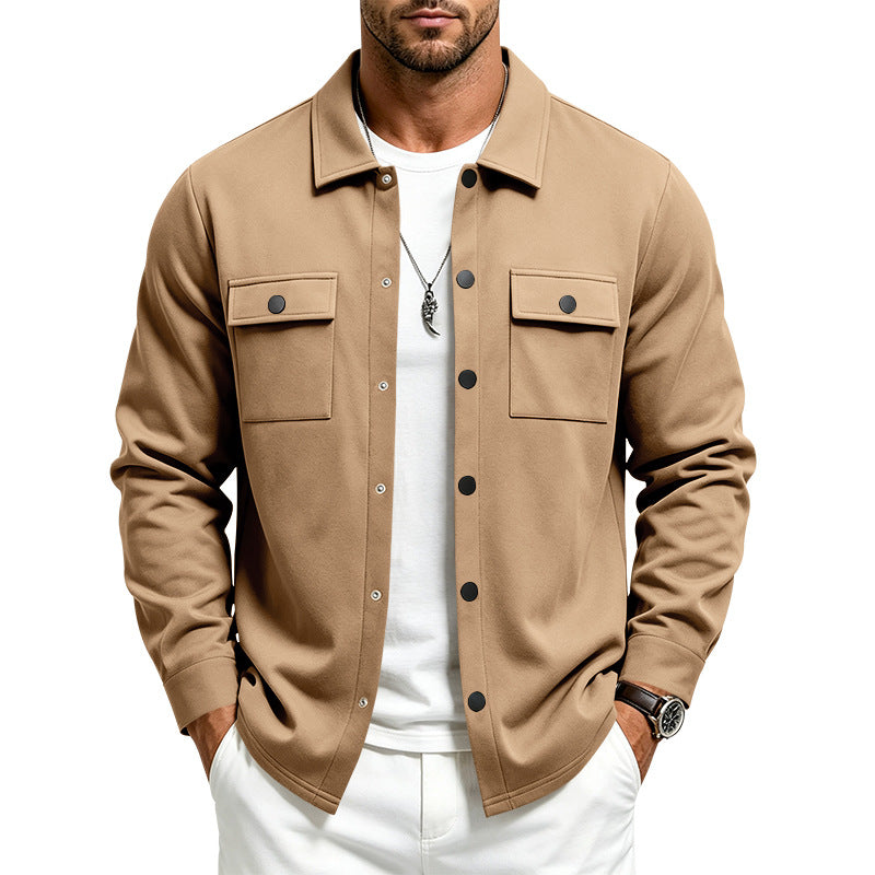 Herren Overshirt-Jacke mit Druckknopfleiste und aufgesetzten Brusttaschen Drune