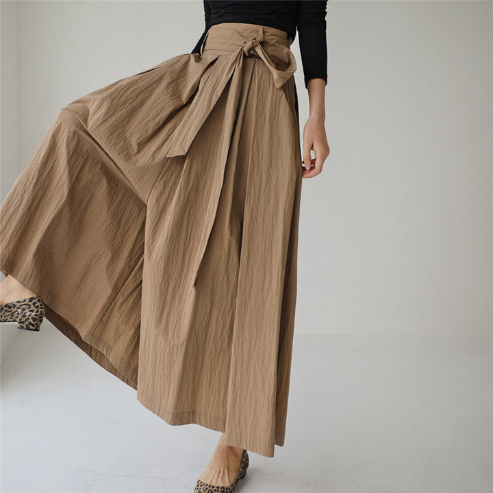 Damen Weite Palazzohose mit Wickeloptik und Bindegürtel Drune