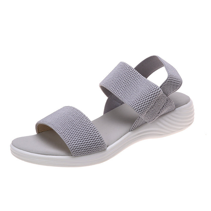 Damen Strick‑Sandalen mit elastischen Riemen und dämpfender Plateau‑Sohle Drune