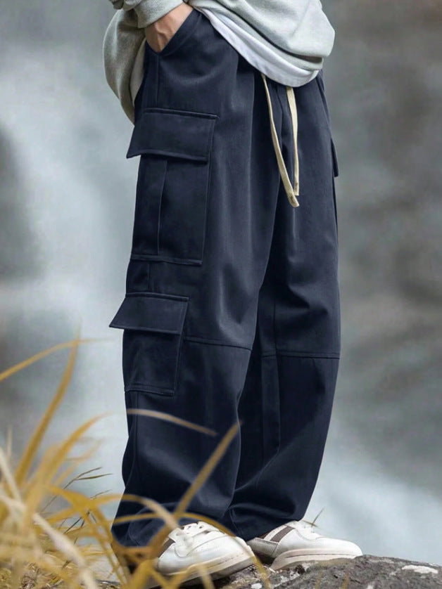 Herren weite Cargo-Hose mit Mehrfachtaschen, Tunnelzug und verstärkten Kniepartien Drune