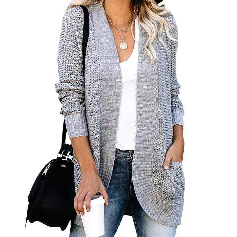 Damen Strickjacke mit offener Front und praktischen Seitentaschen Drune
