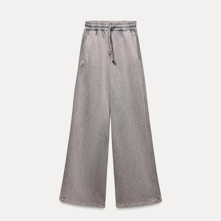 Damen modischer Zweiteiler mit cropped Hoodie und weiten Hosen Drune