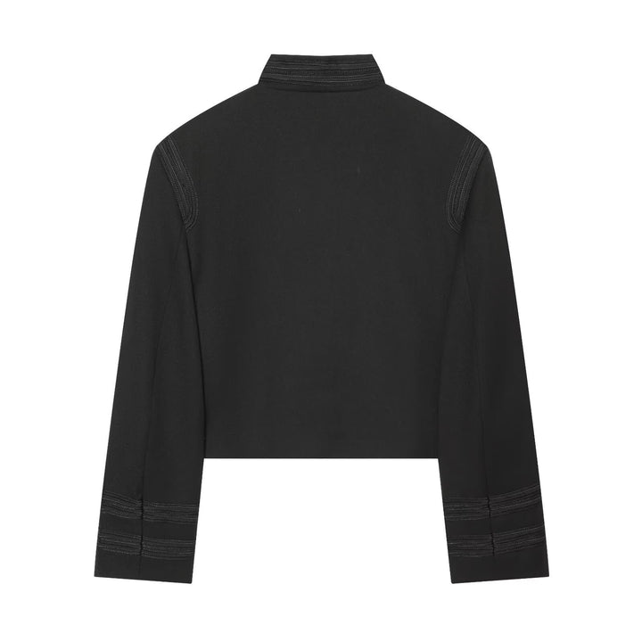 Damen Cropped-Kastenjacke im historischen Militärstil mit Zierriegeln Drune