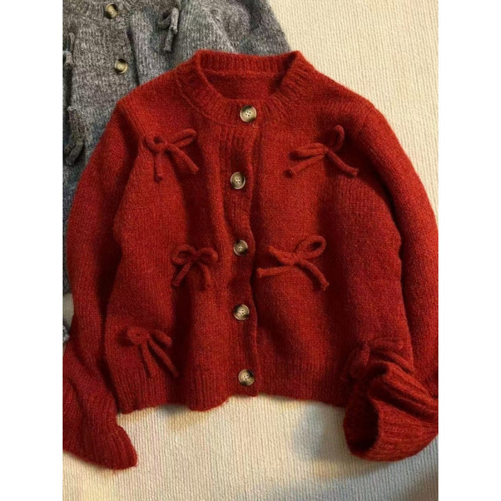 Damen Strickjacke mit dekorativen Schleifen Drune