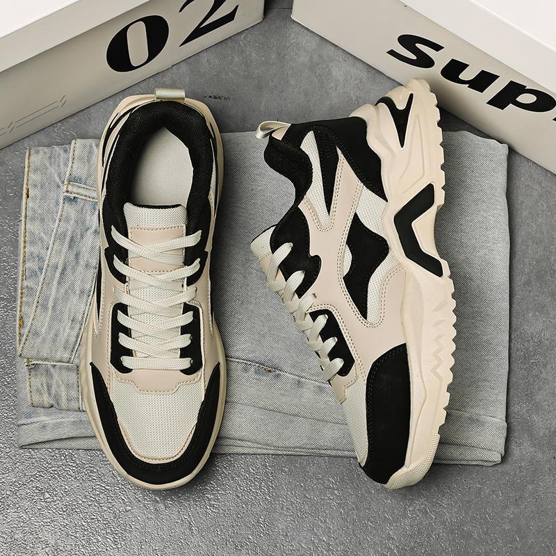 Herren Chunky Retro-Sneaker mit Wellen-Overlay und robuster Profilsohle Drune