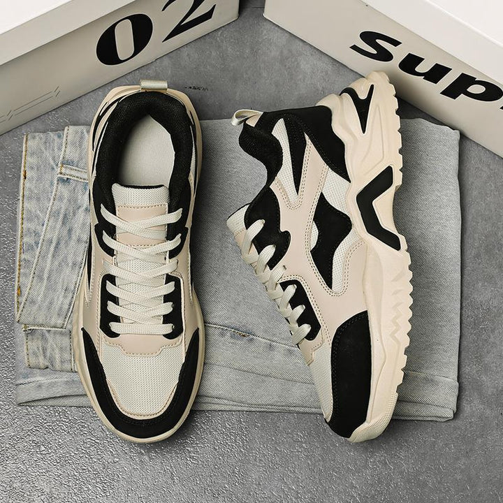 Herren Chunky Retro-Sneaker mit Wellen-Overlay und robuster Profilsohle Drune
