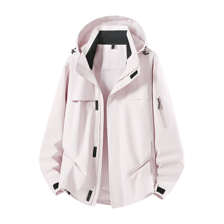 Herren Leichte wasserabweisende Kapuzen-Softshell-Übergangsjacke mit Meshfutter & Utility-Taschen Drune