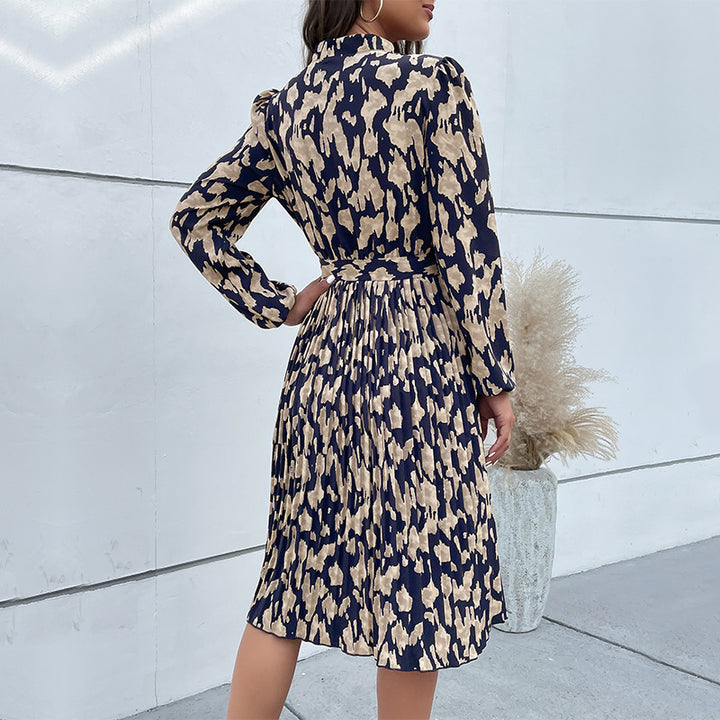 Damen Midikleid mit Bindegürtel und Langarm Drune