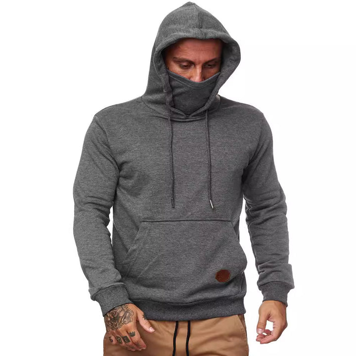 Herren nan Kapuzenpullover mit integriertem Schlauchkragen-Mundschutz, Kängurutasche und Rippbündchen Drune