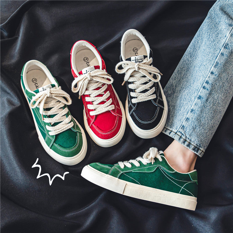 Unisex lässiger Canvas-Low-Top Sneaker mit kontrastnaher Ziersteppung und gepolsterter Plateausohle Drune
