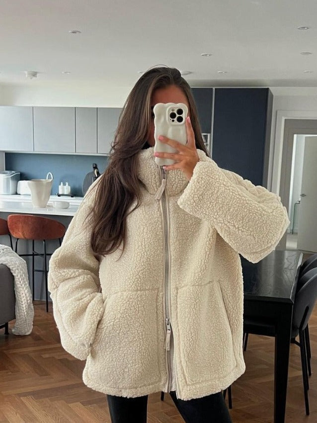 Femme Cozy Sherpa Zip-Up Jacke Drune